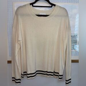The White Company Cream and Black Crew Neck Sweater